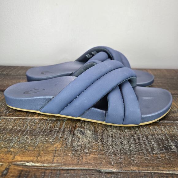 Olukai Hila Womens Size 8 Cross Sandals Slides Flip Flop Flats Beach Blue - Picture 1 of 10